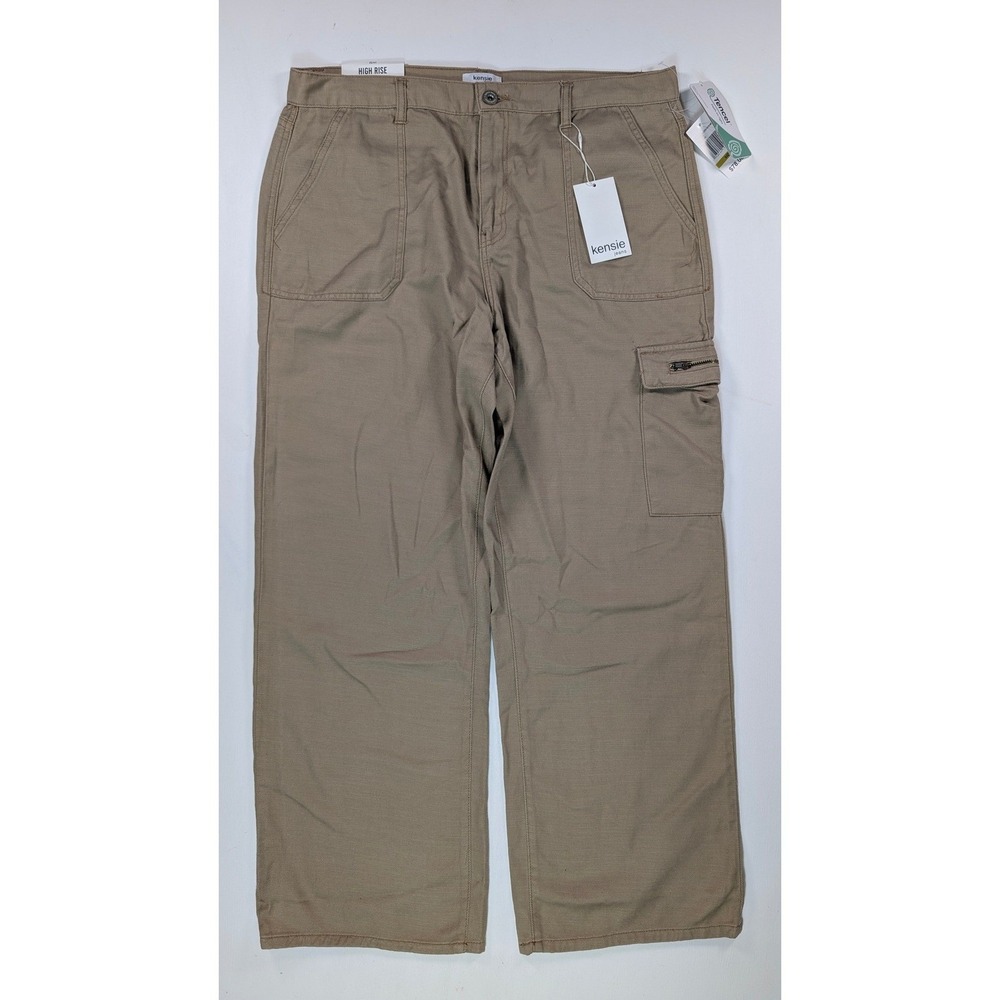 Kensie Women's Wide Leg Cargo Pants in Khaki